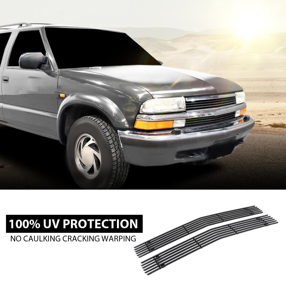 G-PLUS Billet Grille Insert Compatible with Chevy Blazer C/K Pickup Suburban Tahoe 1994-1999 Black