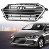 G-PLUS Front Upper Bumper Grille Compatible With Hyundai Elantra 2017 2018 Chrome & Black Grill Trim