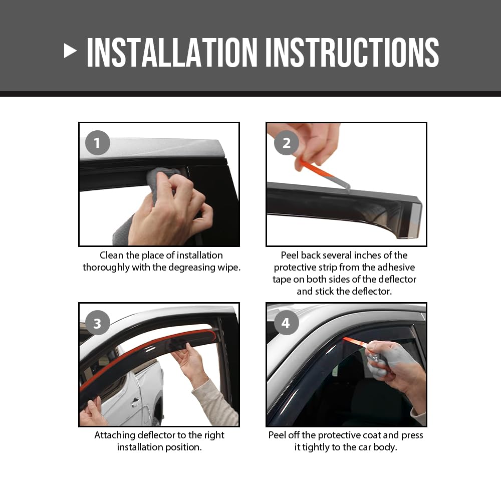 G-PLUS in-Channel Auto Vent Window Visor 4PCS Compatible with Honda Ridgeline 2017-2025 in-Channel Rain Guards Smoke