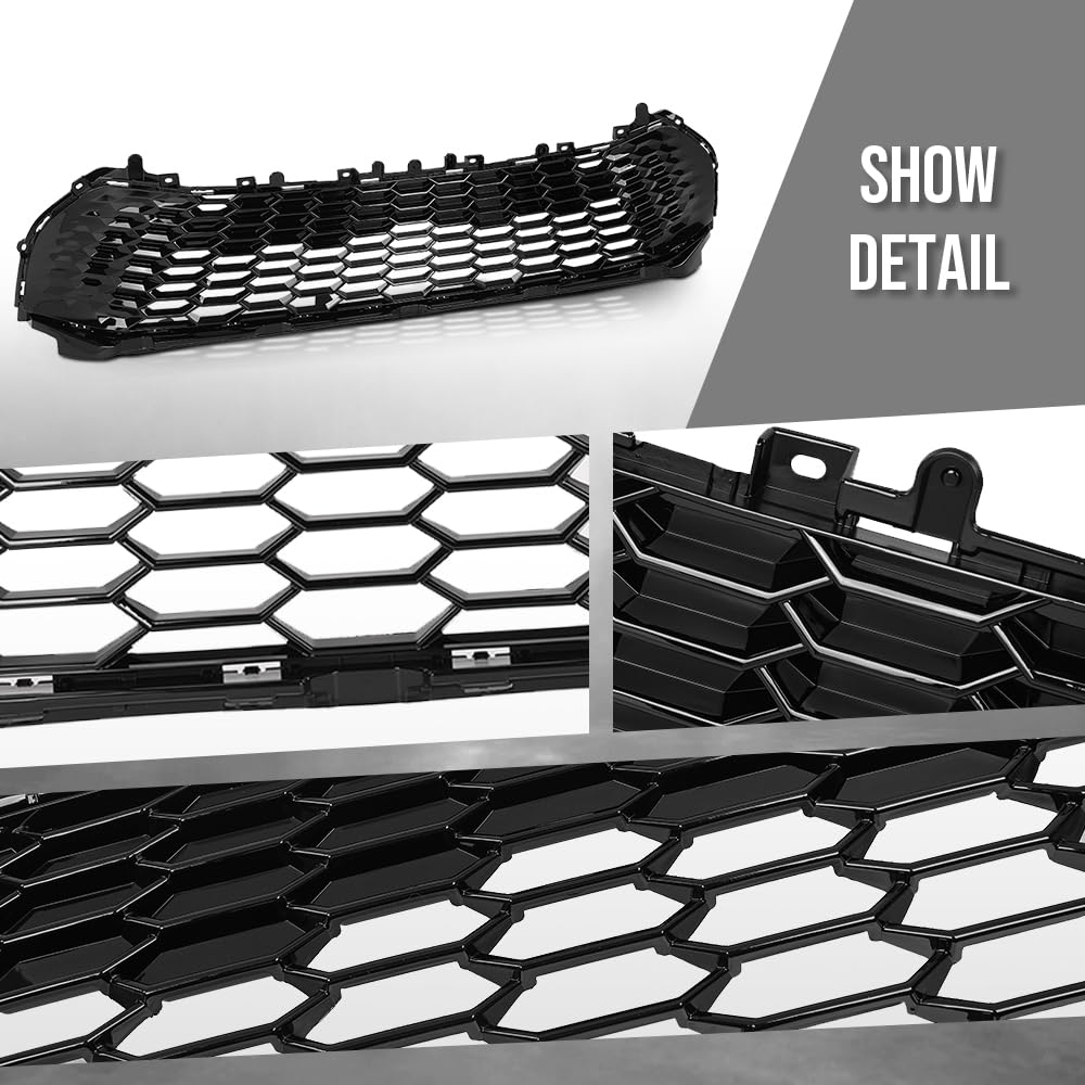 G-PLUS Front Bumper Grille Upper Compatible with Toyota Camry LE SE 2025 53141-AQ010, 53141AQ010, 53141 AQ010 Gloss Black