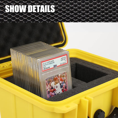 G-PLUS Graded Card Storage Box Fit BGS PSA SGC FGS Weatherproof Graded Sports Trading Cards(Small, Yellow)