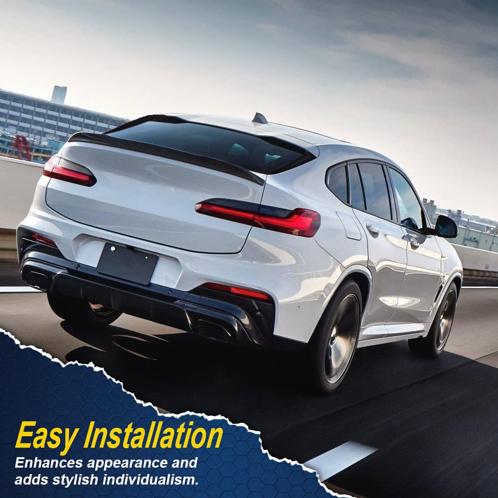 G-PLUS Rear Window Spoiler Side Wing Trim Cover Compatible with BMW X4 2019-2020 All Models (Matte Black)
