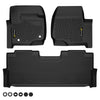 G-PLUS TPE Floor Mats Cargo Liners,Compatible with Ford F250 F350 F450 F550 Super Duty Crew Cab (4 Full Size Doors) 2017-2024,Black Floor Liners Front & 2nd Row,All Weather Full Cover Protection