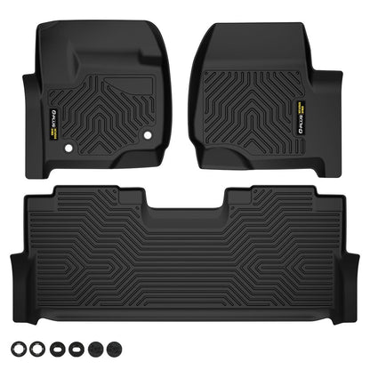 G-PLUS TPE Floor Mats Cargo Liners,Compatible with Ford F250 F350 F450 F550 Super Duty Crew Cab (4 Full Size Doors) 2017-2024,Black Floor Liners Front & 2nd Row,All Weather Full Cover Protection