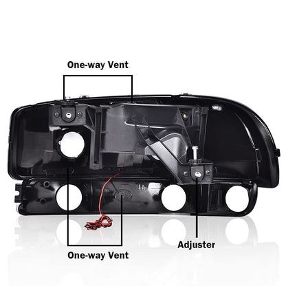 G-PLUS LED Headlights Assembly Compatible with 1999-2007 GMC Sierra 1500HD 2500HD 3500/Fit 1999-2006 GMC Yukon XL 1500 2500,DRL Headlamps Pair Smoky Lens Black Housing Clear Reflector,faros delanteros