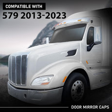 G-PLUS Door Mirror Covers Chrome Left Right Compatible with Peterbilt 579 2013-2023 2PCS Front View