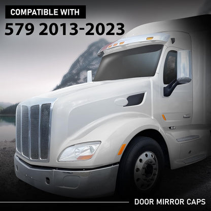 G-PLUS Pair Door Mirror Covers Chrome, Compatible with Peterbilt 579 2013-2023, LH Driver & RH Passenger Side 2PCS