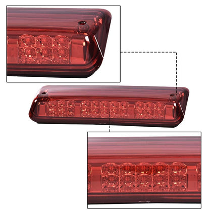 G-PLUS Rear Third Brake Light Led Tail Light Compatible With Ford F150 Explorer 2004-2008 3RD Cargo Led,Red Lens Chrome Housing