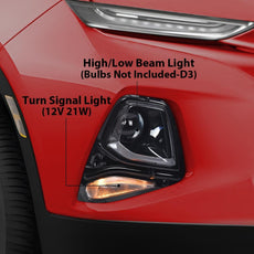 G-PLUS HID Projector Headlight for Chevy Blazer 2019-2021 Clear Black Right Side View