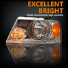 G-PLUS Headlights Assembly, Compatible with 2004-2008 Ford F150/ 2006-2008 Lincoln Mark Lt(NOT Compatible with 2004 F150 Heritage/Flareside Beds Models), Clear lens Chrome Housing Amber Reflector