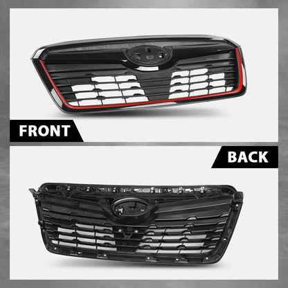 G-PLUS Front Grill w/Camera Hole Gloss Black w/Red Line Compatible with Subaru Forester 2019-2021 91121SJ040