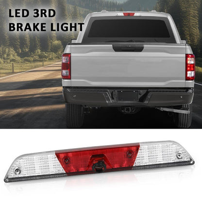 G-PLUS LED 3rd Third Brake Light w/Camera Tow Vision High Mount Fit Ford F250 F350 Super Duty 2017-2022 High Mount Stop Lamp, Red & Clear Lens Chrome Housing