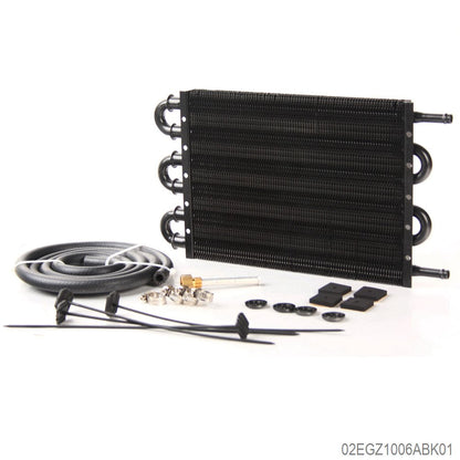 G-PLUS 6 Row AN6 Radiator Remote Aluminum Transmission Engine Oil Cooler + Hose/Mounting Kit