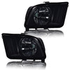 G-PLUS Headlights Assembly, Compatible with Ford Mustang 2005 2006 2007 2008 2009 Bumper Headlamps, Left & Right Smoky Lens Black Housing Amber Reflector