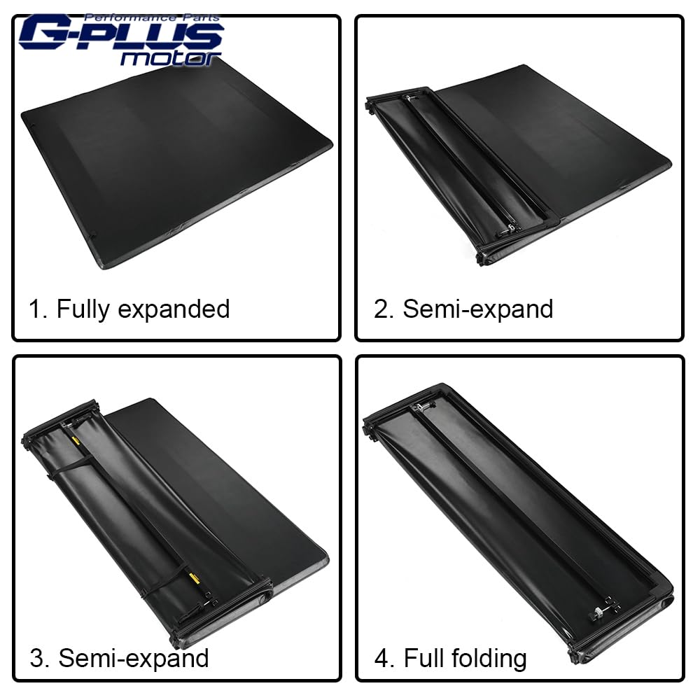 G-PLUS Soft Quad Fold Truck Bed Tonneau Cover Compatible with Toyota Tundra 2014-2021 Standard Short Bed 6'5''
