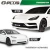 G-Plus Side Skirt Panel Kit Compatible with 2017-2021Tesla Model 3,Rear Bumper Lip Splitter Winglet Body