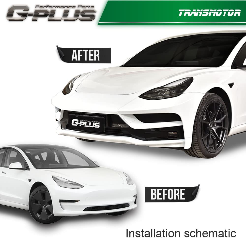 G-Plus Side Skirt Panel Kit Compatible with 2017-2021Tesla Model 3,Rear Bumper Lip Splitter Winglet Body