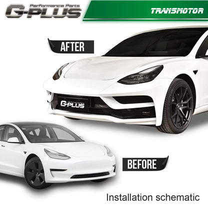 G-Plus Side Skirt Panel Kit Compatible with 2017-2021Tesla Model 3,Rear Bumper Lip Splitter Winglet Body