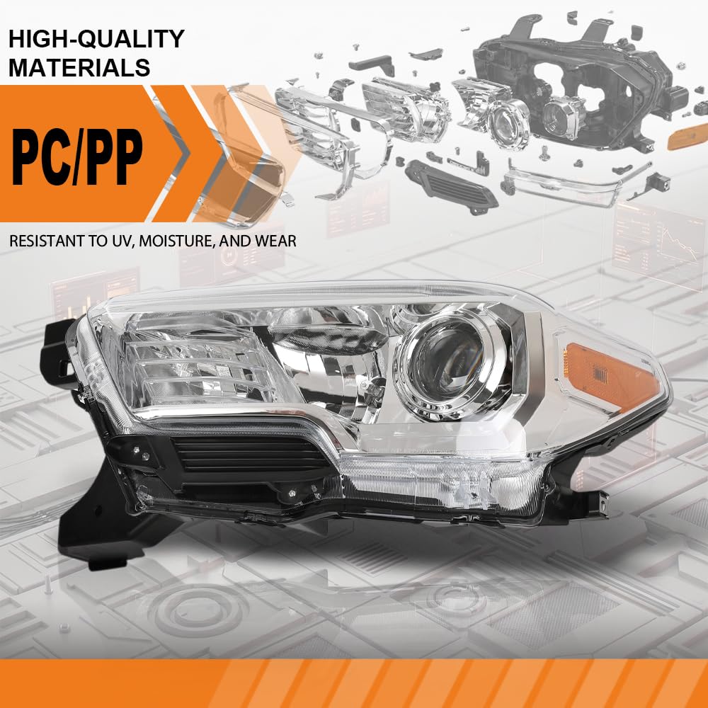 G-PLUS Headlight Assembly Left Side w/o LED Daytime Running Light Compatible with Toyota Tacoma 2016-2018 Fit Models Without Factory LED Daytime Running Light Only White