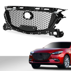 G-PLUS Front Bumper Upper Grille Compatible with Mazda 3 Axela 2017-2018 Honeycomb Black Product Features