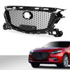 G-PLUS Front Bumper Upper Grille Compatible with Mazda 3 Axela 2017-2018 Honeycomb Mesh Grill ABS Painted Glossy Black