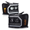 G-PLUS LED DRL Headlights Assembly Fit GMC Sierra 1500 2007-2013/Fit GMC Sierra 2500HD 3500HD 2007-2014 Headlamps Clear Lens Black Housing Amber Reflector 20980241 20980242 22853030,faros delanteros