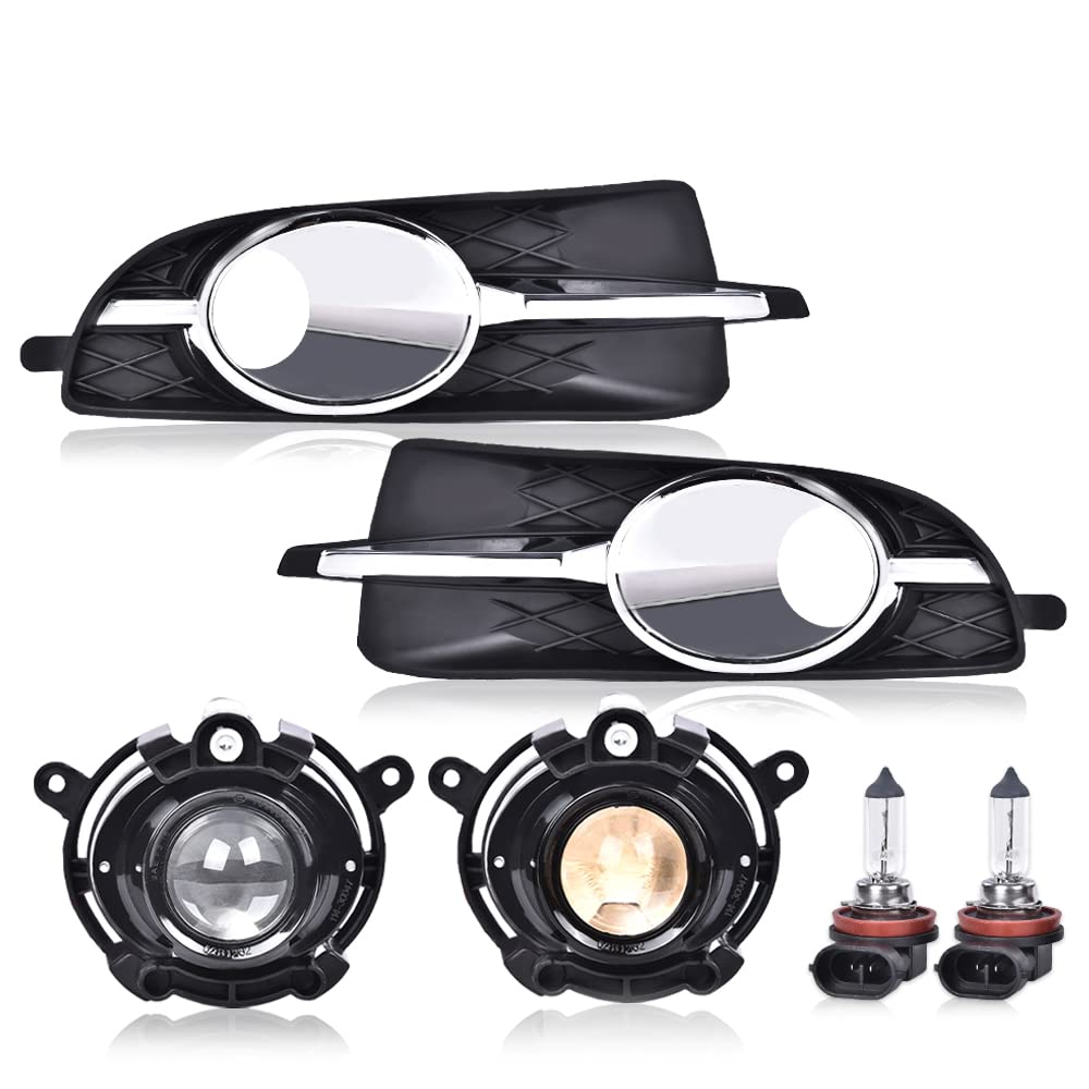 G-PLUS Front Bumper Fog Lights + Cover Trim Compatible with Buick LaCrosse 2010 2011 2012 2013 Driver & Passenger Side Fog Lamps Clear lens RW1345