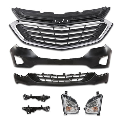 G-PLUS Front Bumper Cover Upper Lower Grille Set Compatible with Chevy Equinox 2018-2021 Grill 84150736, GM1200760, 84226249, 84226250