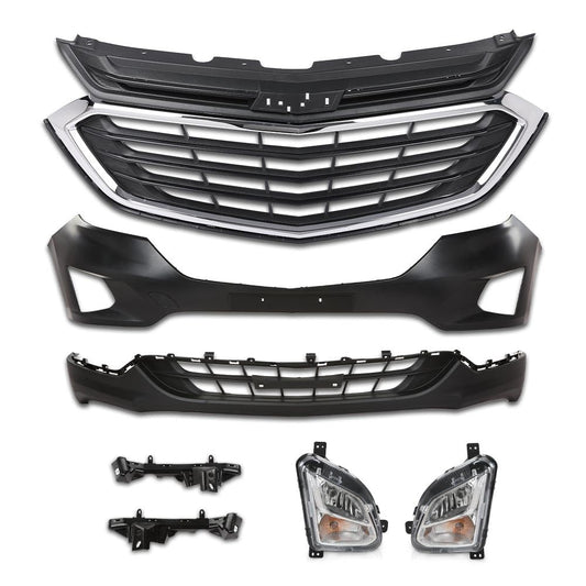 G-PLUS Front Bumper Cover Upper Lower Grille Set Compatible with Chevy Equinox 2018-2021 Grill 84150736, GM1200760, 84226249, 84226250