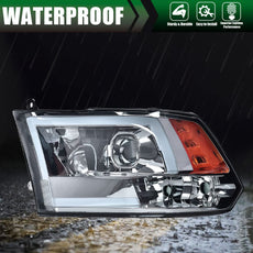 G-PLUS LED DRL Headlights for Dodge Ram 1500 2500 3500 2009-2012 Smoky Lens Chrome Housing Product Details