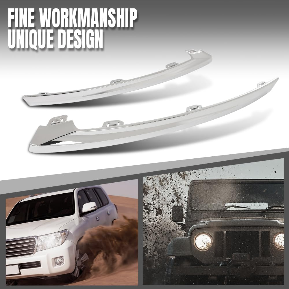 G-PLUS Front Bumper Molding Trim Cover Right & Left Compatible with Volvo XC60 2022 2023 2024 32227905, 32227906 Silver