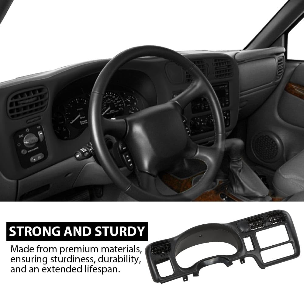 G-PLUS Cluster Dash Bezel Radio Trim Panel Double Din Compatible with Chevy Blazer S10/ GMC Jimmy Sonoma 1998-2004 (Black)
