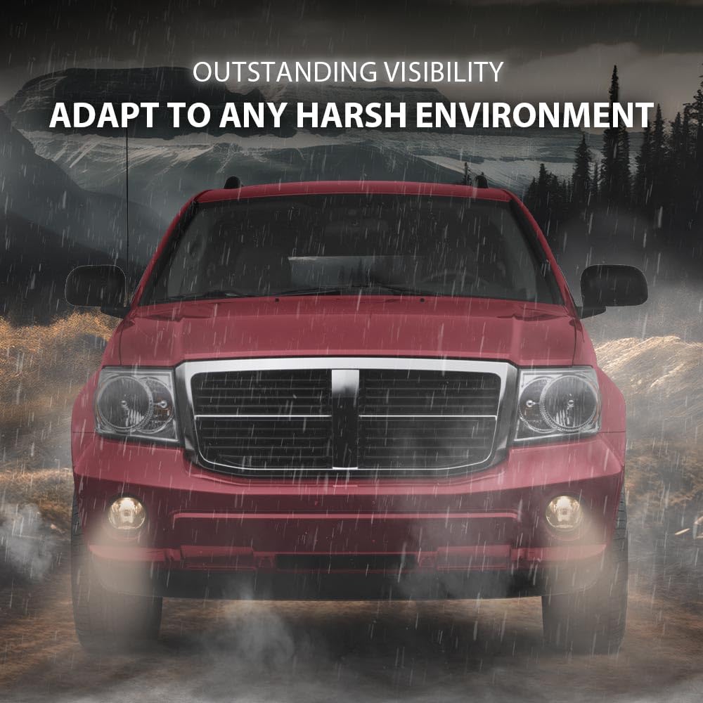 G-PLUS Front Bumper Fog Lights Compatible with Dodge Ram 1500 2002-2008/2003-2009 Ram 2500 3500/2004-2006 Durango Pair+Bulb Driver and Passenger Side Driving Lamps Clear Lens