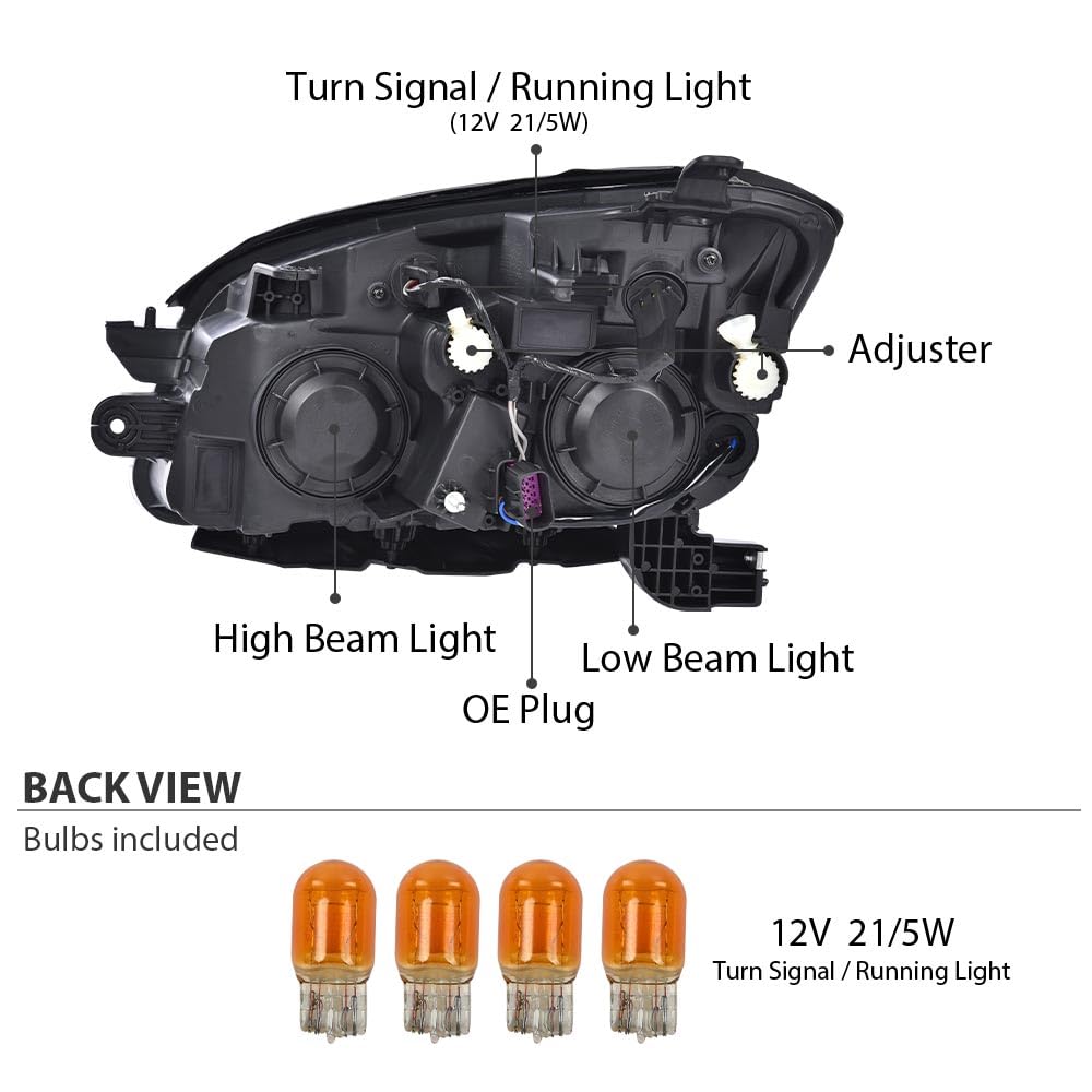 G-PLUS Headlights Assembly Compatible with Chevy Trax 2013 2014 2015 2016 Halogen Set Pair Left & Right Headlamps Clear Lens Chrome Housing Amber Reflector,faros delanteros