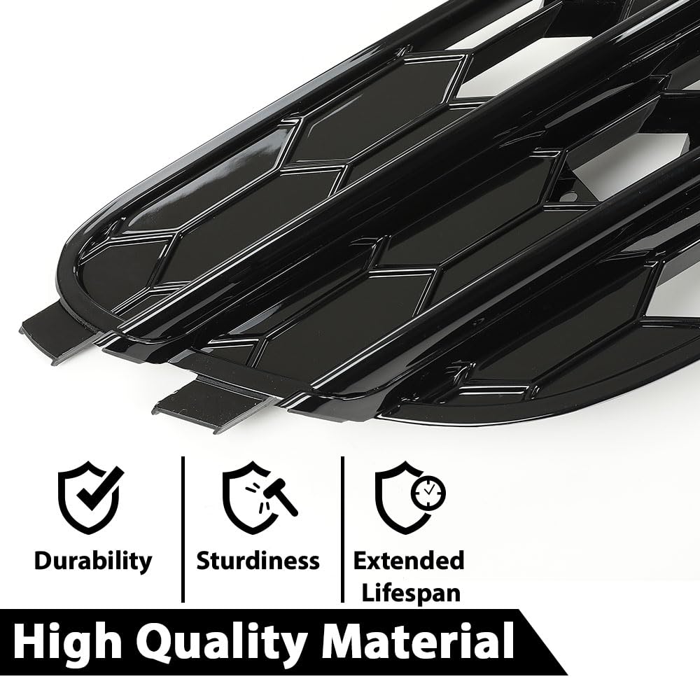 G-PLUS Front Bumper Fog Light Grill Covers Driver and Passenger Side Compatible with Audi A4 B8 B8.5 Allroad 2009-2015 (w/Fog Light Hole)/Not Fit for S-Line Models 8K0807681J01C 8K0807682J01C Black