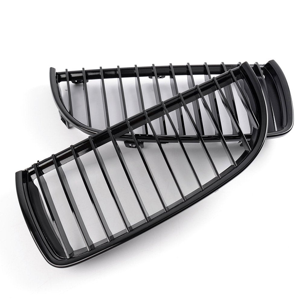 4PCS Set Front Bumper Kidney Sports Grille Hood Grills Replacement For BMW E90 E91 323i 328i 335i 330i 325i 3-Series Sedan Wagon 2005-2008 Gloss Black