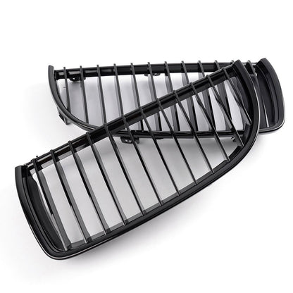 4PCS Set Front Bumper Kidney Sports Grille Hood Grills Replacement For BMW E90 E91 323i 328i 335i 330i 325i 3-Series Sedan Wagon 2005-2008 Gloss Black