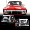 G-PLUS Headlights Fit 1992-1996 Bronco/1992-1996 Ford F150 F250 F350 Super Duty,97 9th Old Body Style Headlamps w/Corner Signal Clear Lens Chrome Housing Clear Reflector,faros delanteros