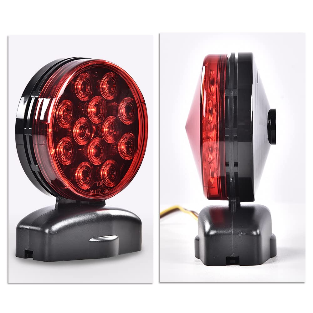 G-PLUS 12V Magnetic Towing Trailer Light Kit LED Tow Trailer Lights Brake Tail Signal Compatible with Towing Trucks/Wrecker/RV LED Magnetic