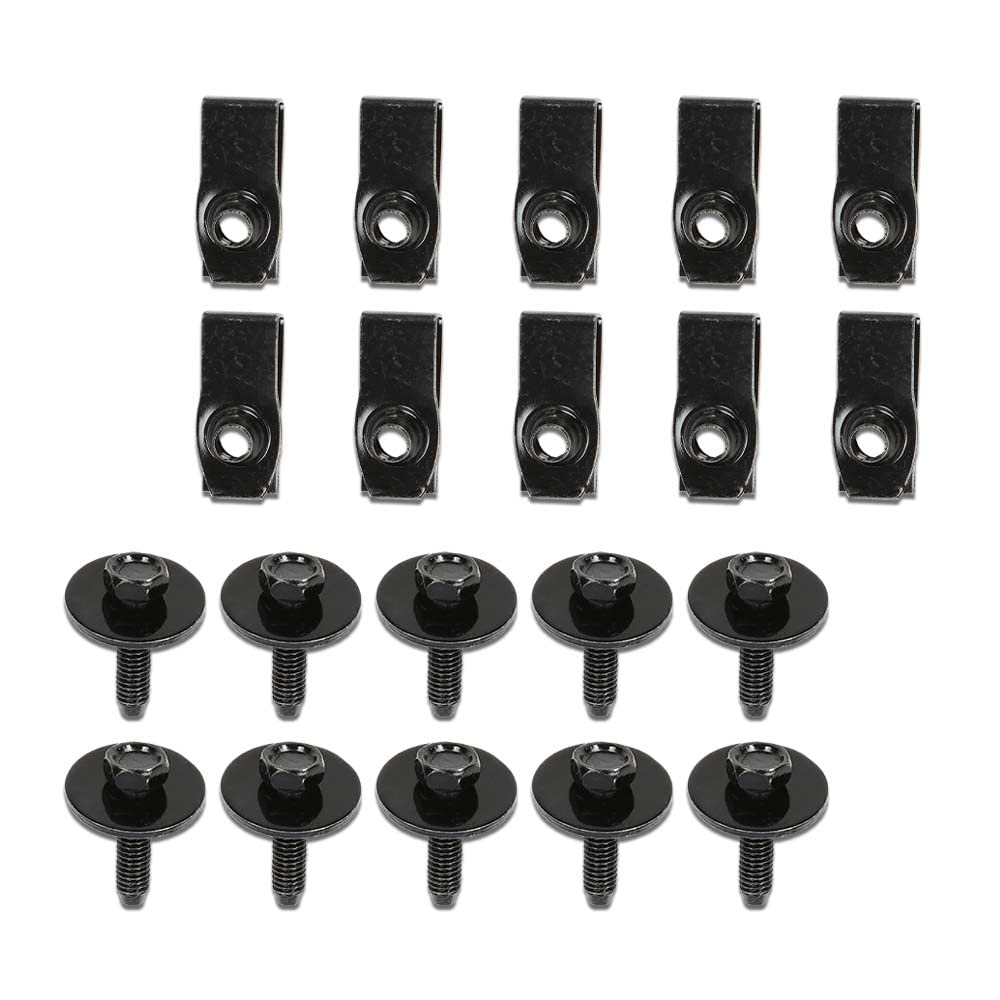 G-PLUS Body Bolts & U-nut Clips- M6-1.0 x 25mm- 10mm Hex- 20 pcs (10ea) Compatible with Ford Truck
