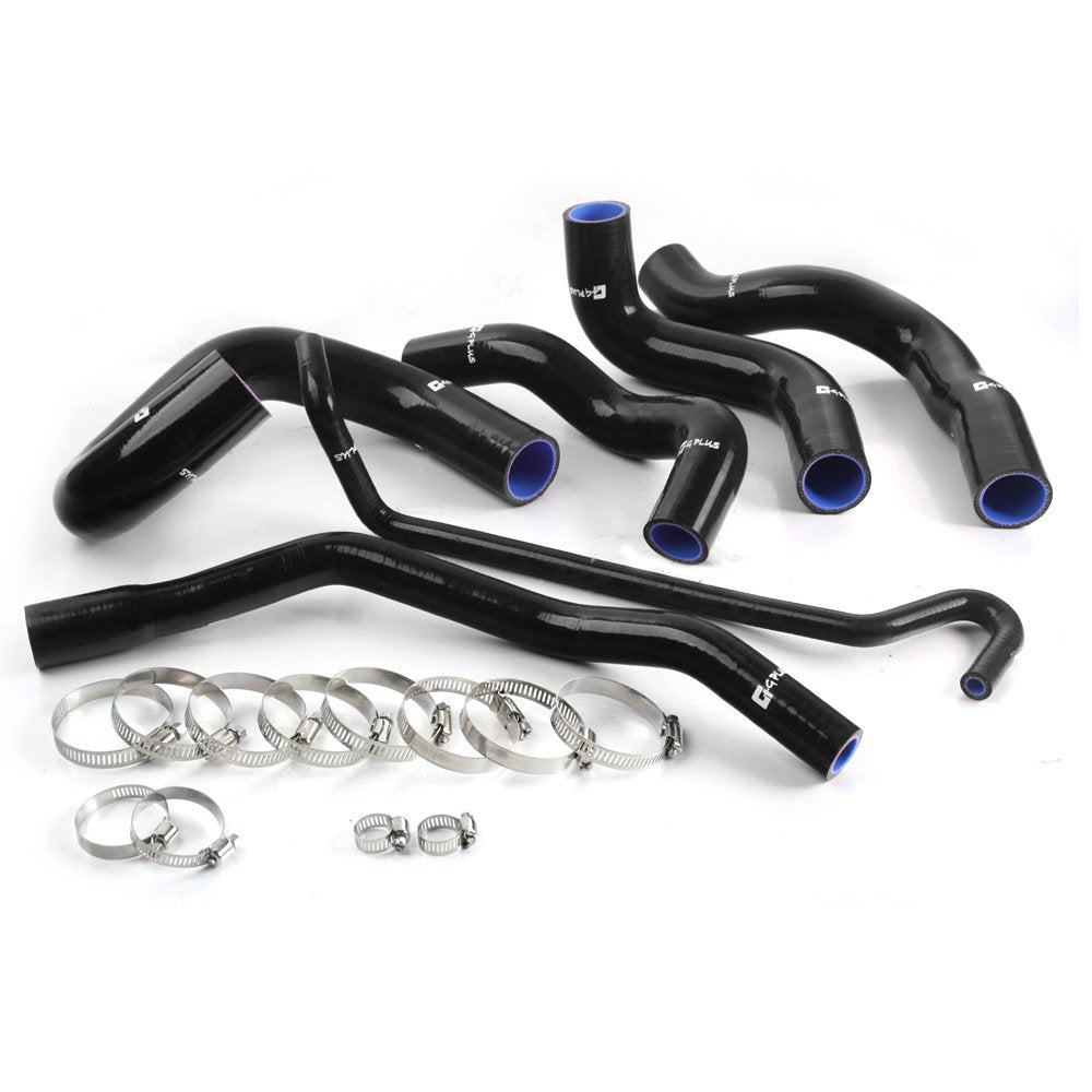 G-PLUS Silicone Radiator Coolant Hose Pipe Kit Clamps Compatible With 2005-2006 For Ford Mustang GT V8/ 2005-2010 Ford GT500,6PCS Black