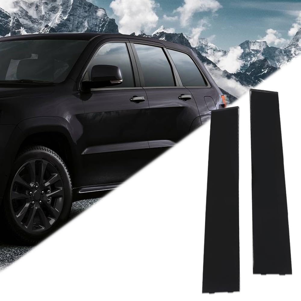 G-PLUS Left & Right Rear Door B Pillar Window Trim Applique Mopar Compatible with Jeep Grand Cherokee 2011-2019 Black 2PCS