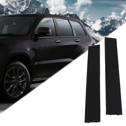 G-PLUS Left & Right Rear Door B Pillar Window Trim Applique Mopar Compatible with Jeep Grand Cherokee 2011-2019 Black 2PCS