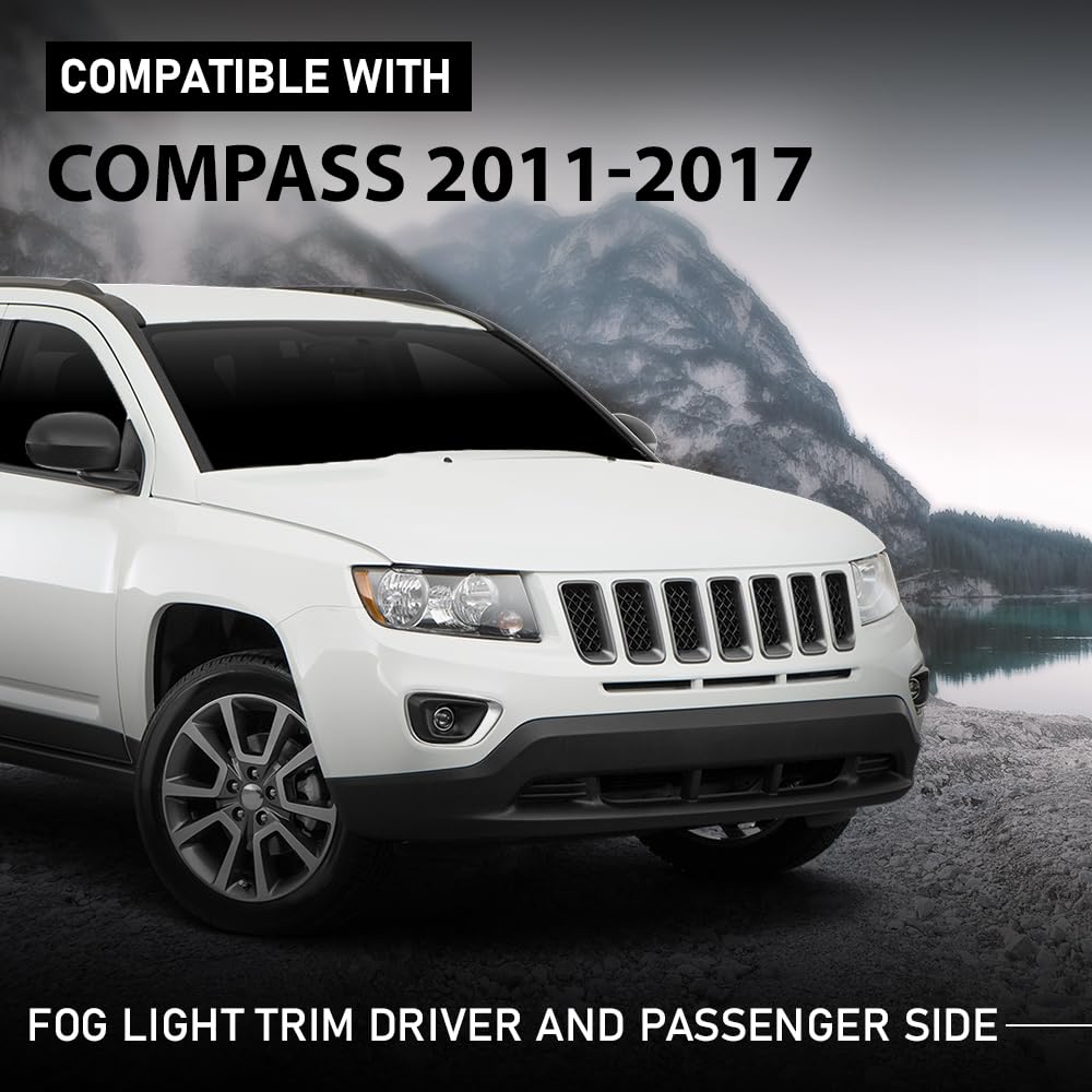 G-PLUS Fog Light Cover Trim Compatible with Jeep Compass 2011-2017 Driver and Passenger Side 68213205AA