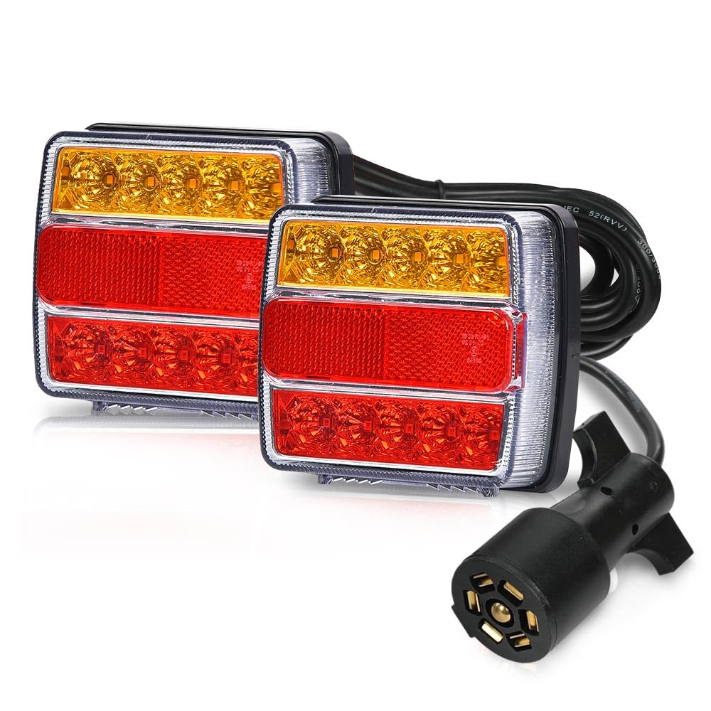 G-PLUS 2pcs Magnetic LED Trailer Towing Light Kit 24ft Cable with 7 Pin Plug Fit for 5 Wire Systems Standard Trailer RVs Campers Trucks UTEs UTVs