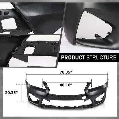 G-PLUS Front Bumper Set 6Pcs Compatible with 2013-2015 LX GS GS350 GS450 Conversion to 16+ GS F, (1 Front Bumper+1 Center Grille+2 Fog Lamp Frame+ 1 License Plate + 1 Small Bracket))
