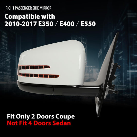 G-PLUS Mirror w/o Blind Spot Right Passenger Side Compatible with Benz E350 E400 E550 2010-2017/Fit Only 2 Doors Coupe/Not Fit 4 Doors Sedan 2078100776 White
