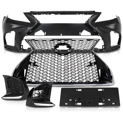G-PLUS Front Bumper Set (Front Bumper, License Plate) Compatible with 2007-2009 LX LS460 to 18+ LS F-Sport Style 2Pcs