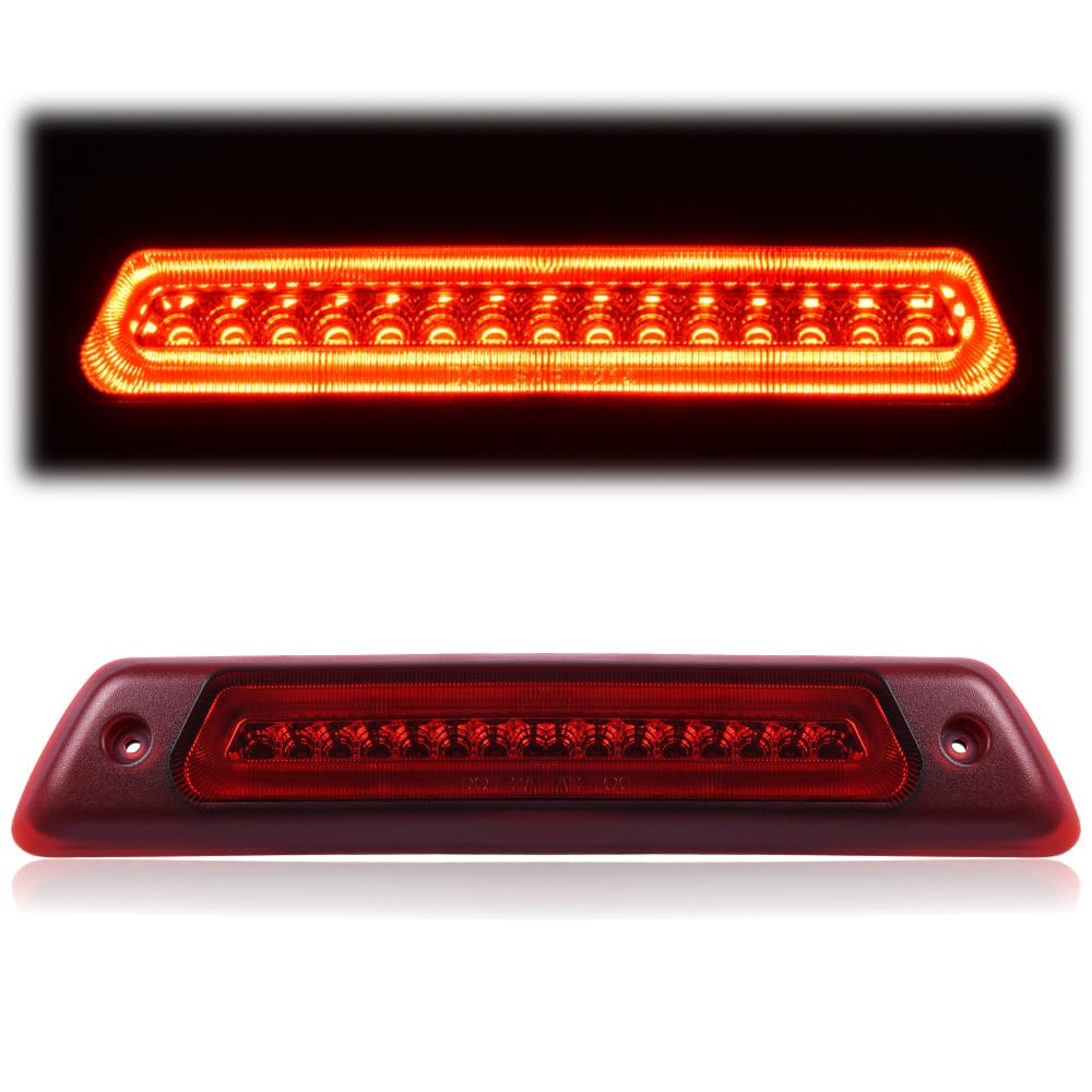G-PLUS LED Third Brake Light Compatible With 2009-2014 Ford F150 High Mount Rear 3rd Cargo Tail Lamp Waterproof(Red lens Chrome Housing)
