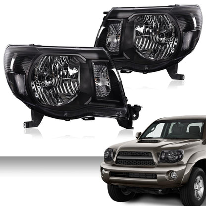 G-PLUS Headlights Compatible with Toyota Tacoma 2005-2011 Headlamps,Smoky Lens Black Housing Clear Reflector,faros delanteros